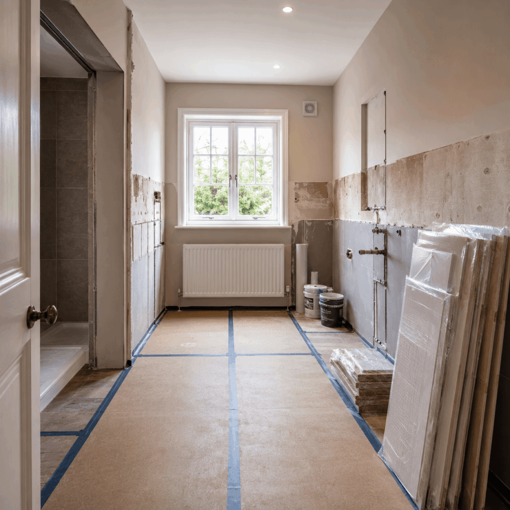 Brann New Homes bathroom strip-out preparation image for builders in Crowborough, East Sussex