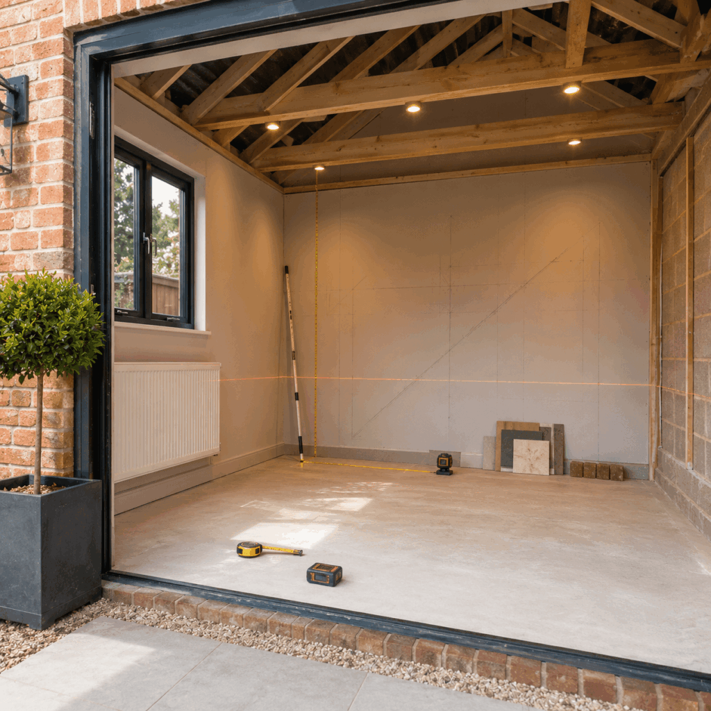 Detached garage survey and structural checks for conversion in Crowborough by Brann New Homes