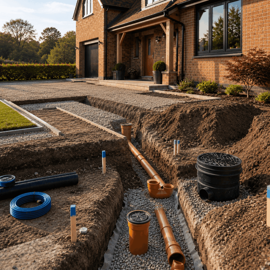 Brann New Homes drainage excavation and trenching image in Crowborough, East Sussex