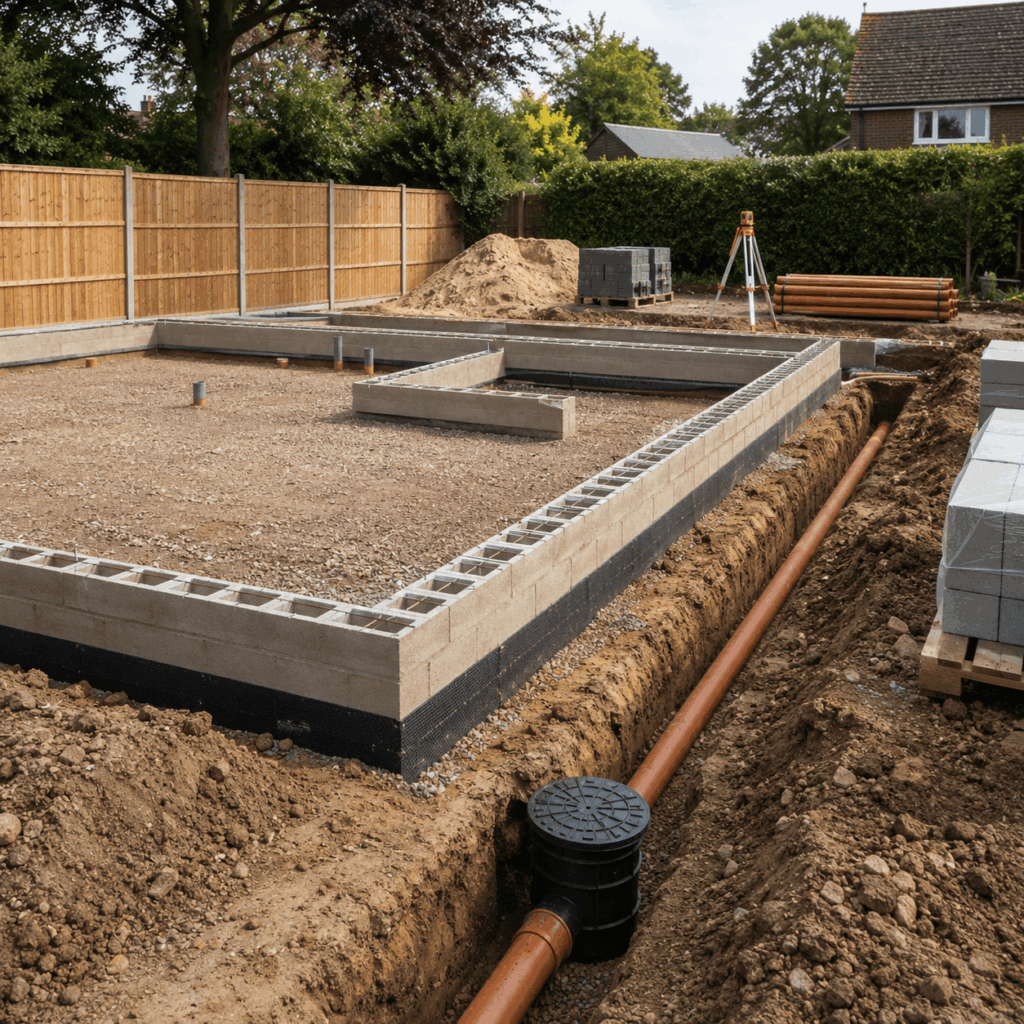 Brann New Homes groundworks services with foundations and drainage installation in Crowborough, East Sussex