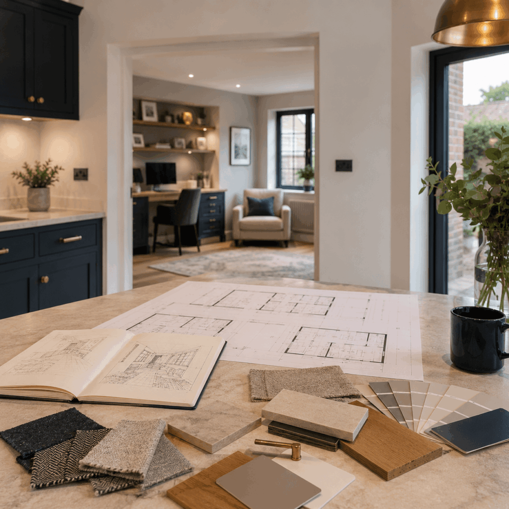 Integral garage conversion layout planning image by Brann New Homes, Crowborough, East Sussex
