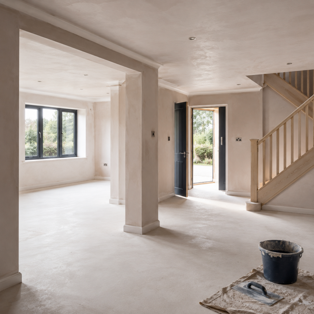 Brann New Homes internal finishing and plastering in Crowborough, East Sussex new build interior