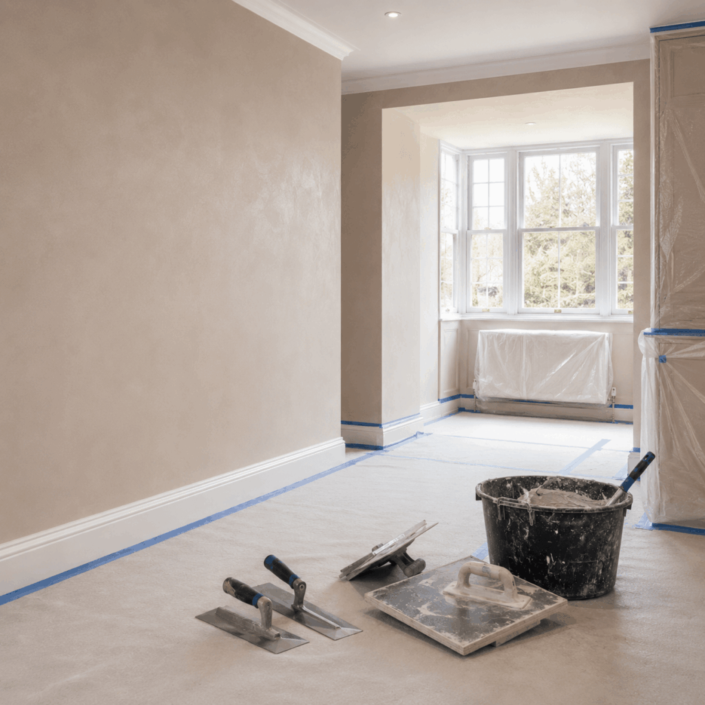 Brann New Homes internal wall plastering and skim coating image in Crowborough, East Sussex