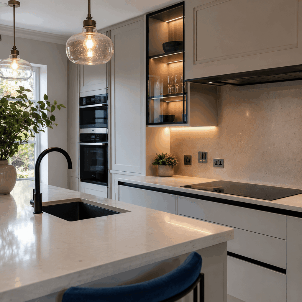 ann New Homes kitchen lighting, sockets and appliance connections