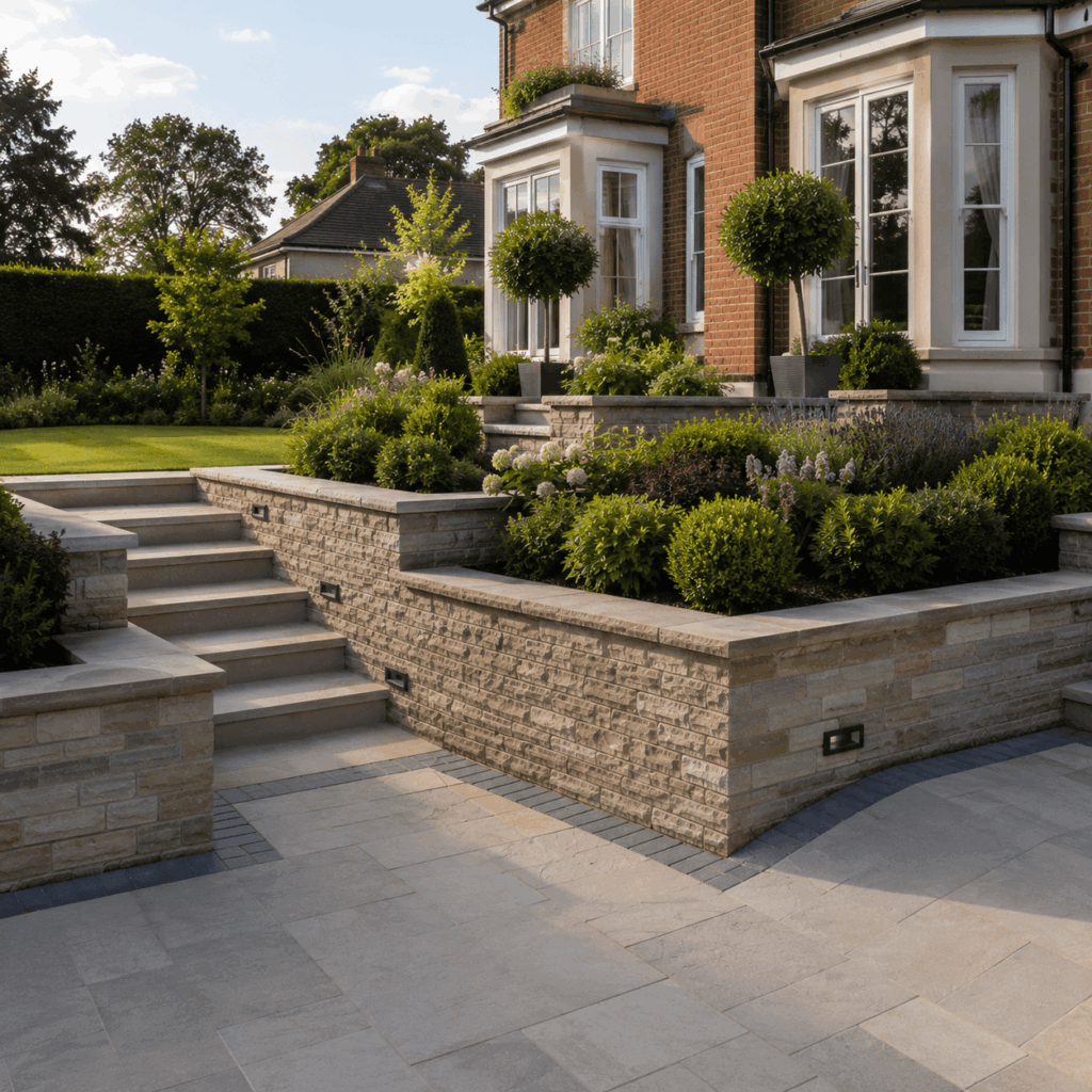 Brann New Homes retaining walls and raised garden areas image in Crowborough, East Sussex