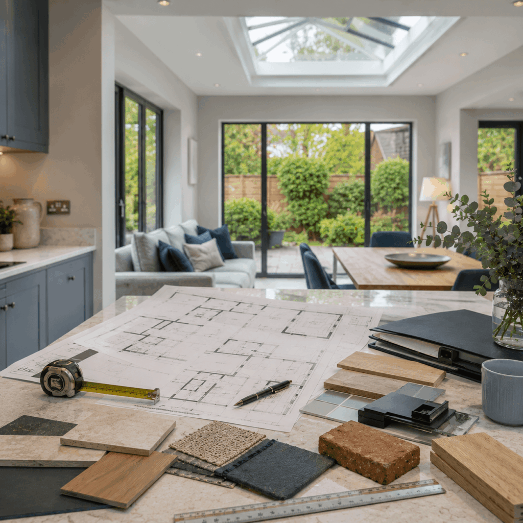 Single storey extension planning drawings and samples by Brann New Homes, Crowborough, East Sussex