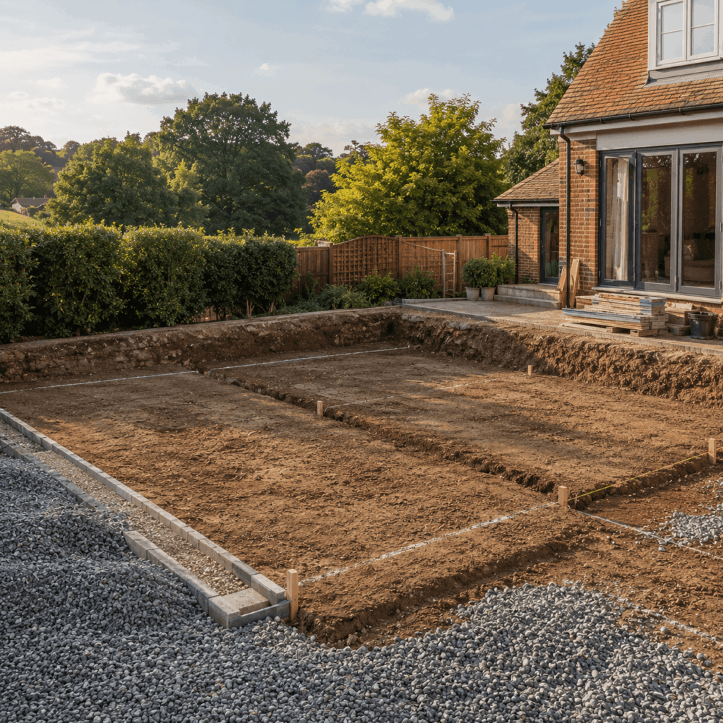 Brann New Homes site clearance and excavation image showing prepared ground in Crowborough, East Sussex