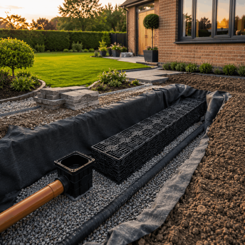 Brann New Homes soakaway and garden drainage image in Crowborough, East Sussex