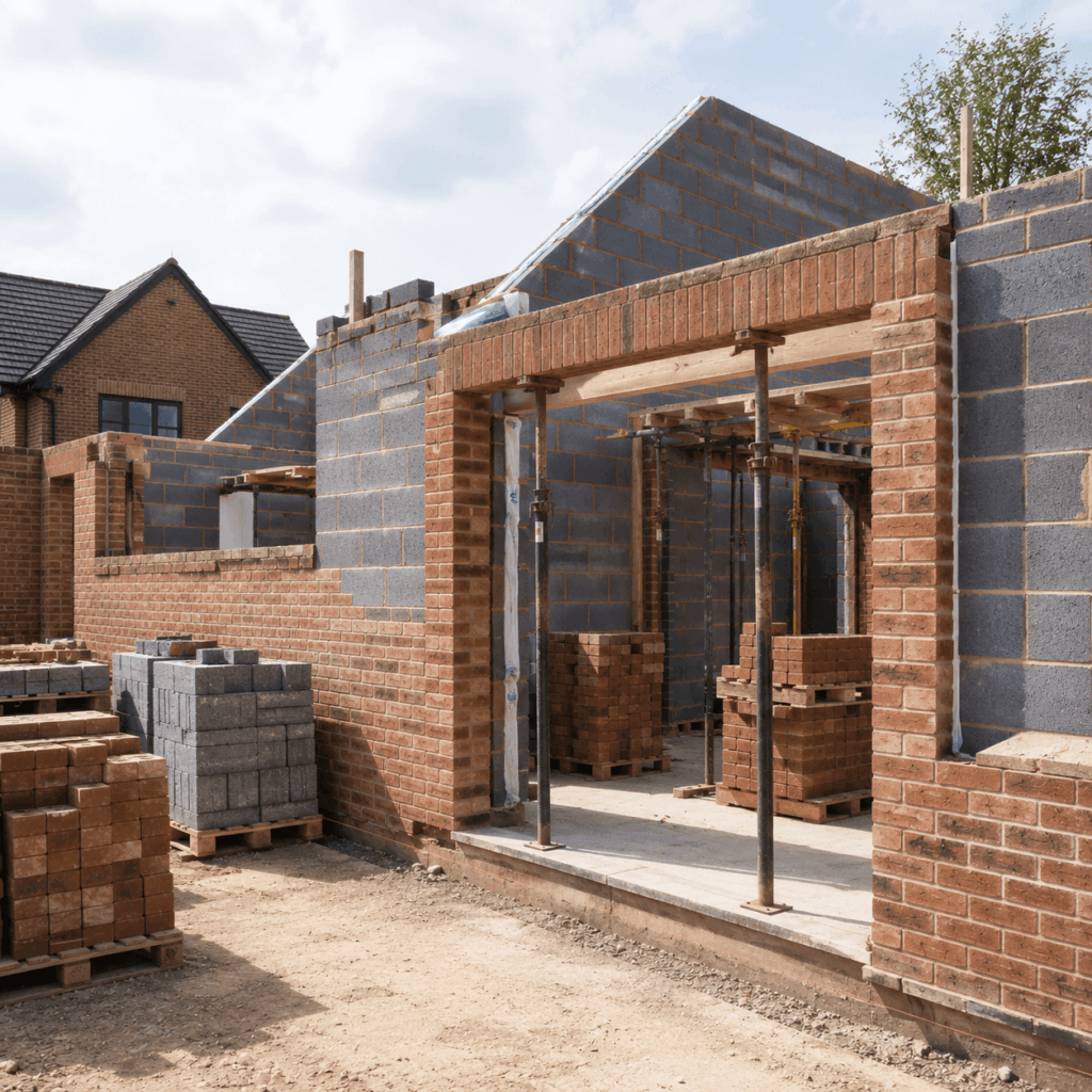 Brann New Homes structural brickwork and blockwork construction image in Crowborough, East Sussex
