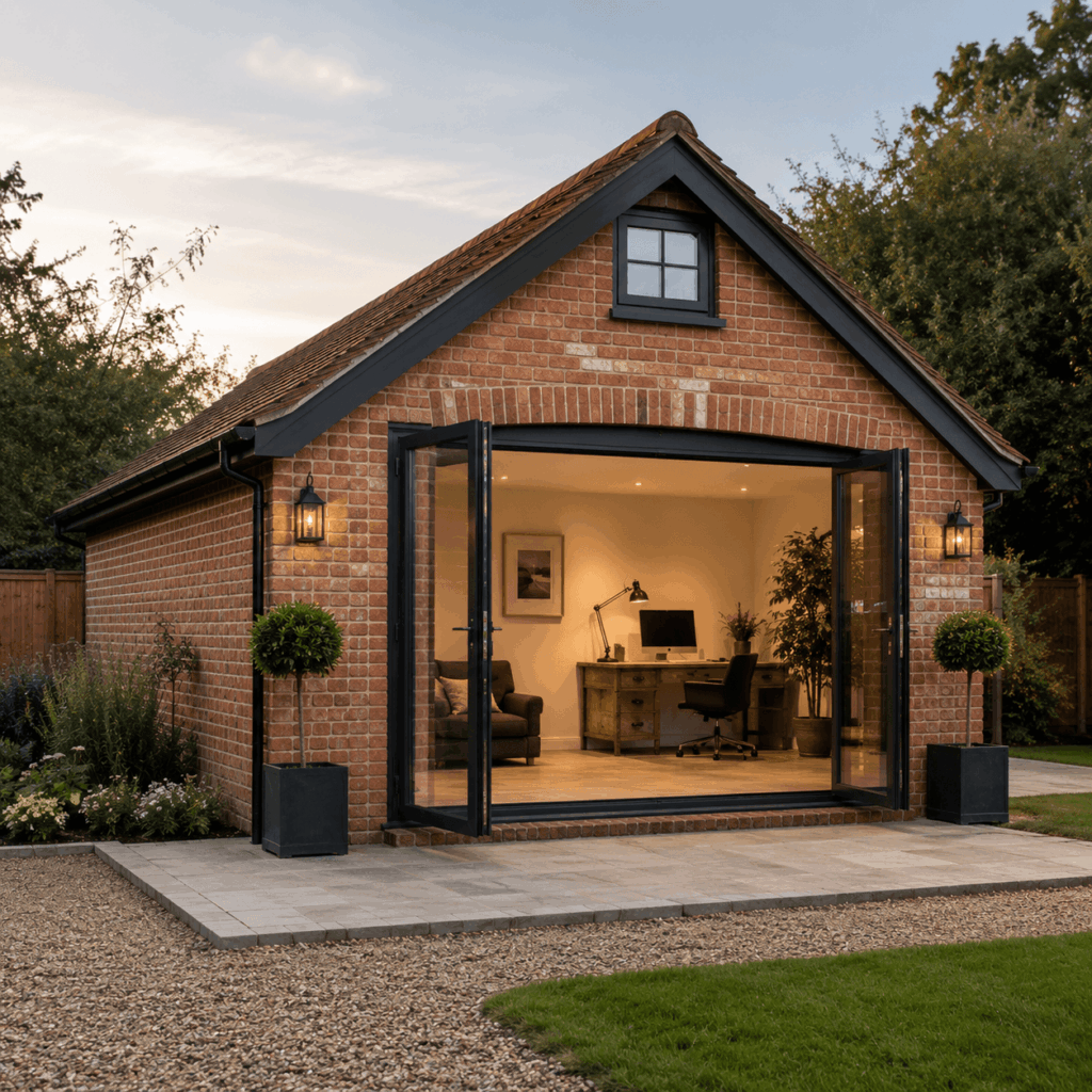 Detached garage conversion process by Brann New Homes builders in Crowborough, East Sussex