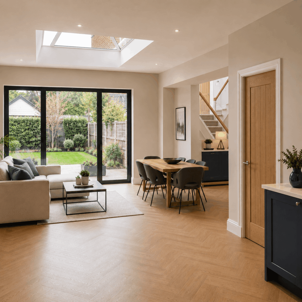 Double storey extension plastering and carpentry by Brann New Homes builders in Crowborough, East Sussex