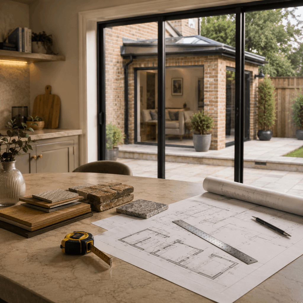 Rear extension planning drawings by Brann New Homes builders in Crowborough, East Sussex