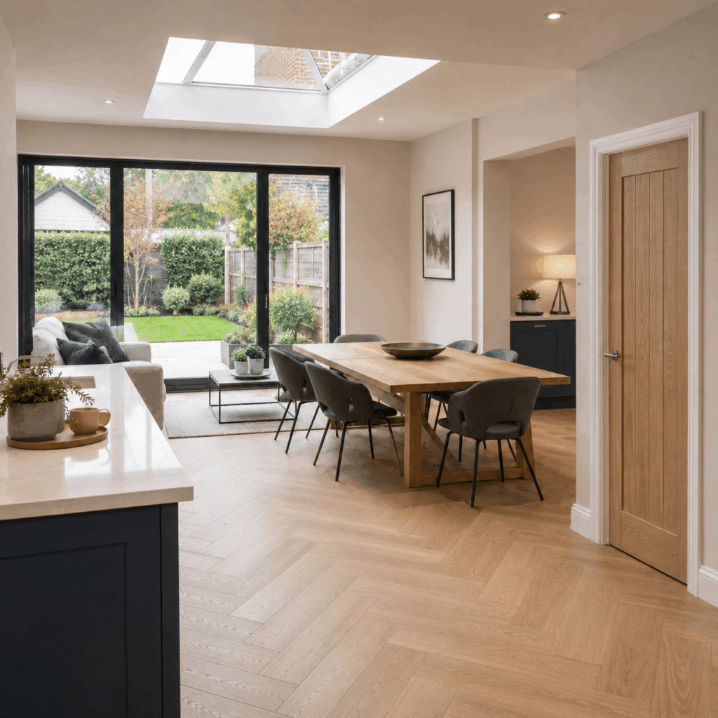 Single storey extension plastering and carpentry by Brann New Homes builders in Crowborough, East Sussex